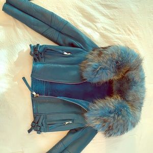 Real leather and fur jacket